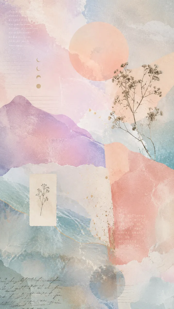 Pastel texture study, soft gradients, film grain, dreamy collage — Krea 2 Medium example, 9:16, high creativity
