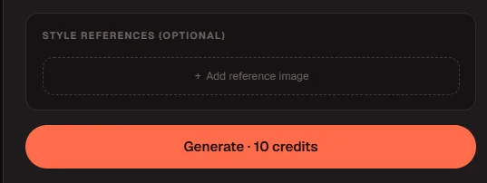 Krea 2 style reference upload area above the generate button