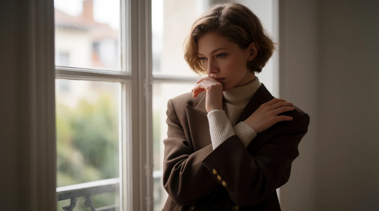 Editorial portrait example generated with soft morning window light and muted film color