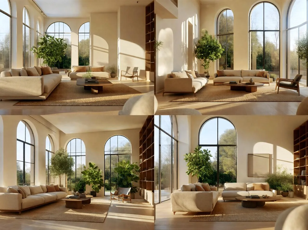 Krea 2 variation grid showing four interior images generated from style references