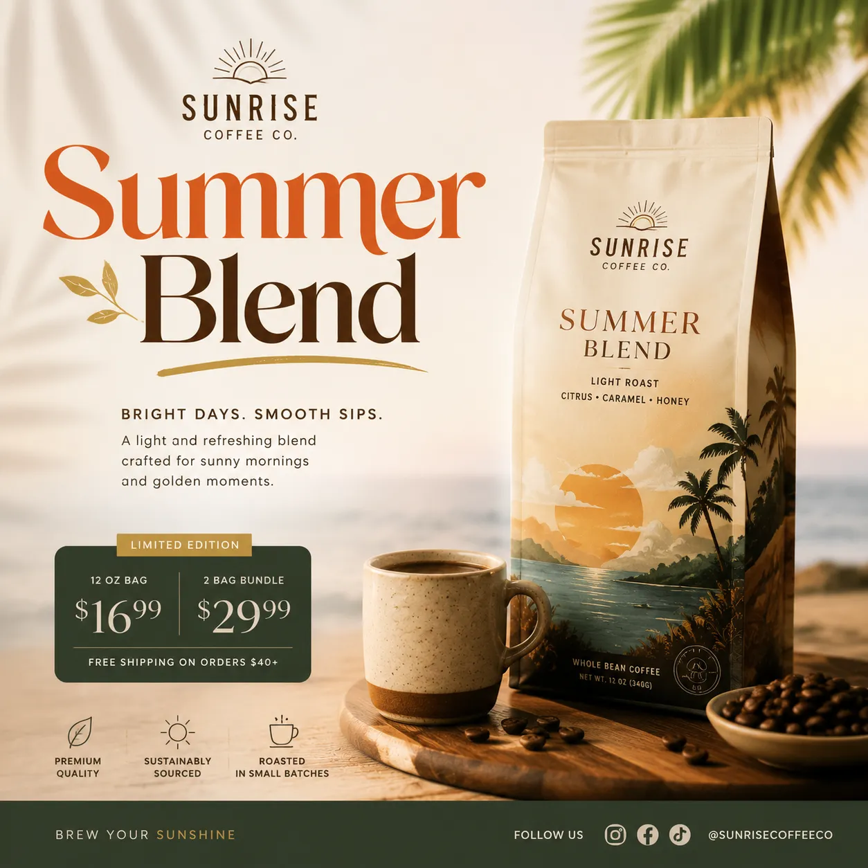 Krea 2 poster result: visually attractive coffee promo concept with distorted and partially readable text